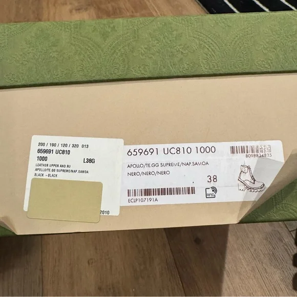 Gucci Apollo Calfskin GG Supreme Nappa Samoa Quilted Ankle Boots 38 Black - Picture 8 of 8